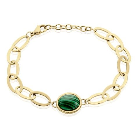 Bracelet Julyan Acier Dor&eacute; Malachite - Bracelets cha&icirc;nes Femme | Marc Orian