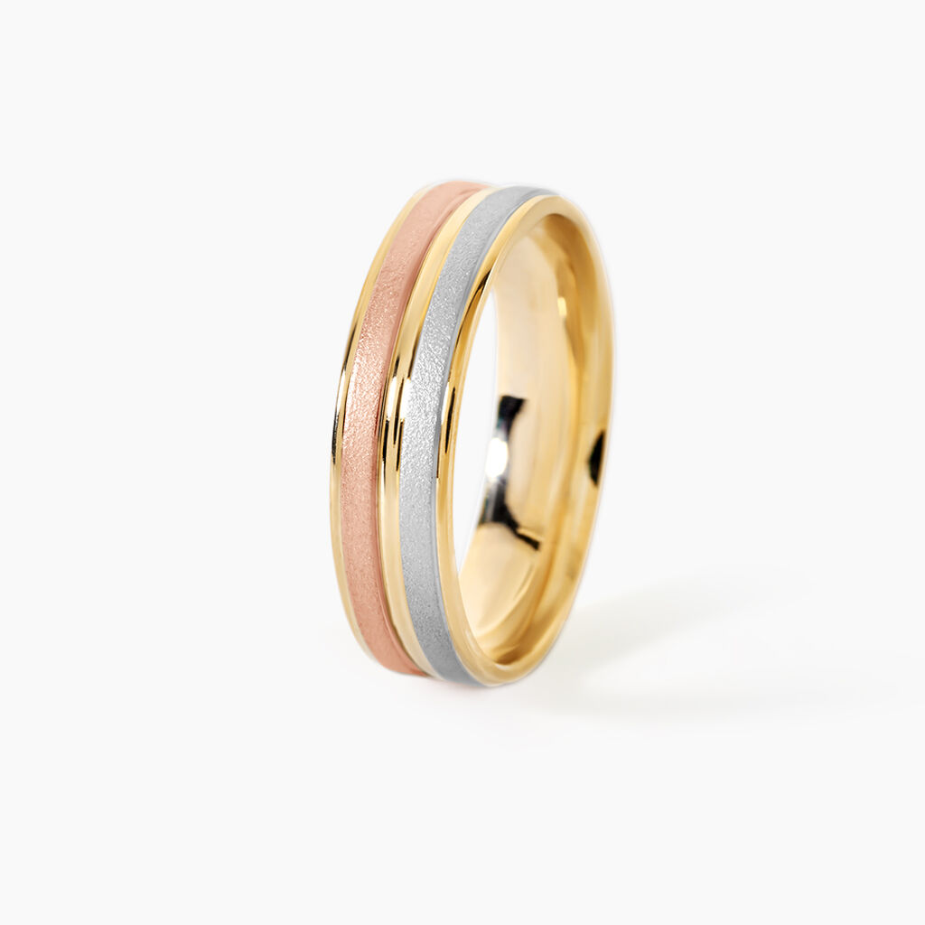 Alliance Triade Ruban Plat Or Tricolore - Alliances duo Unisex | Marc Orian