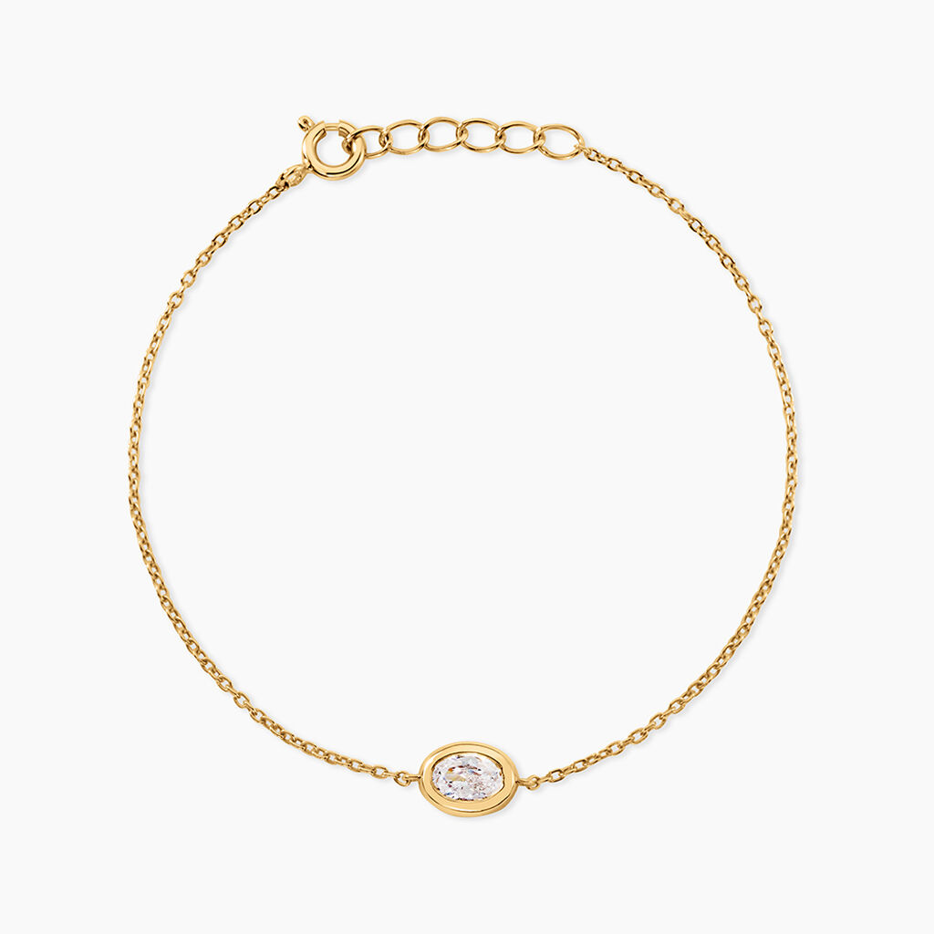Bracelet Fadela Argent Dor&eacute; A L'Or 750/1000 Oxyde De Zirconium - Bracelets cha&icirc;nes Femme | Marc Orian
