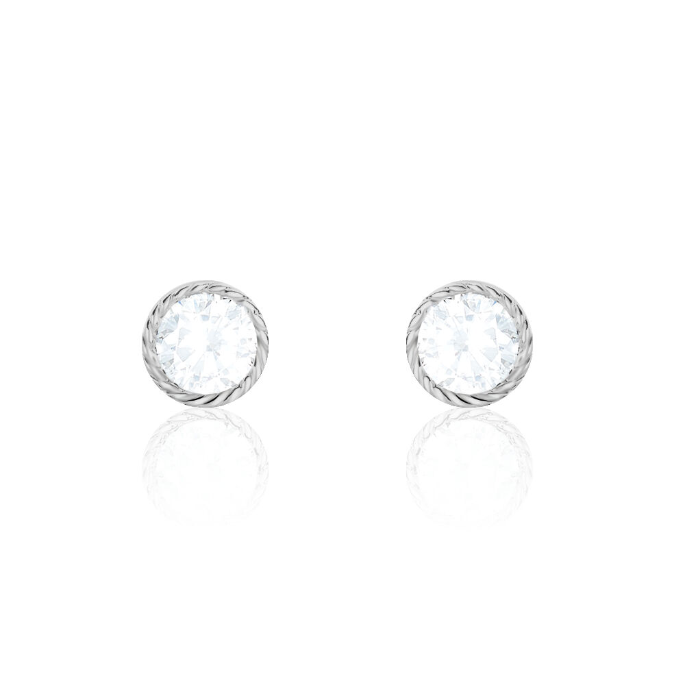 Boucles D'oreilles Puces Anaissa Argent Blanc Oxyde De Zirconium - Puces Femme | Marc Orian