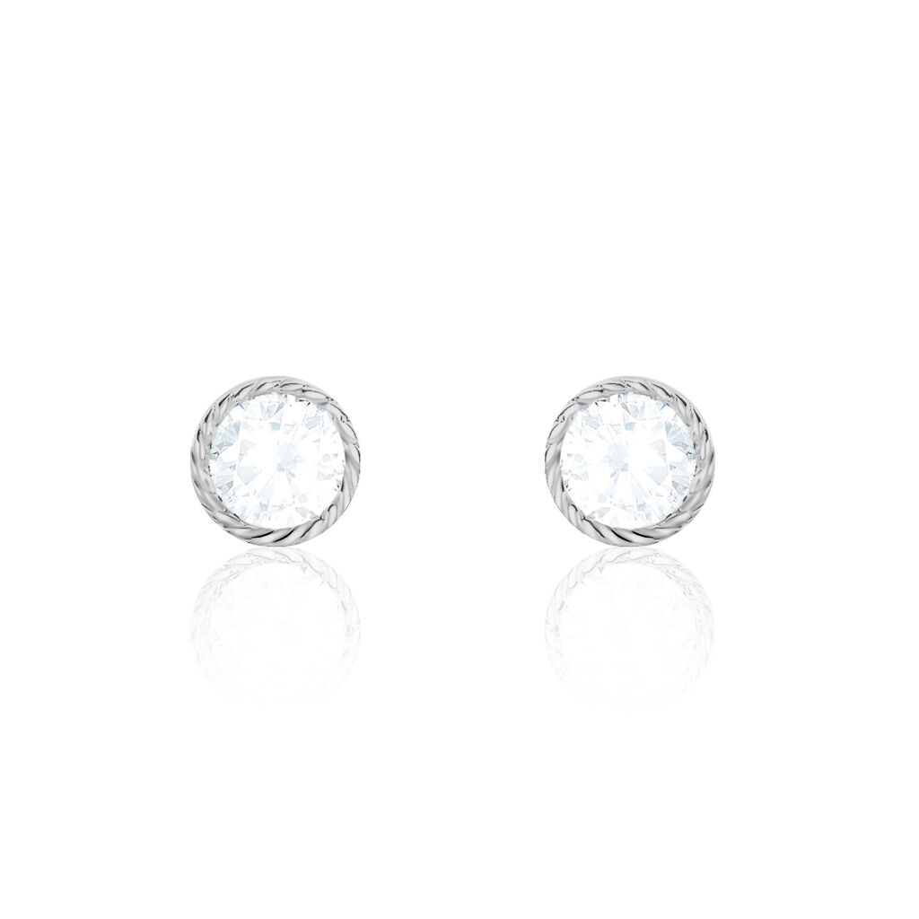 Boucles D'oreilles Puces Anaissa Argent Blanc Oxyde De Zirconium - Puces Femme | Marc Orian