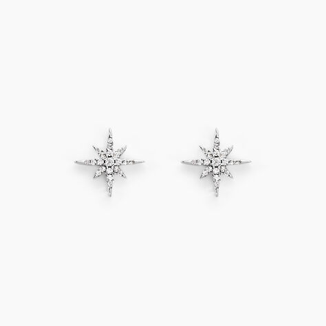 Boucles D'oreilles Puces Lysianne Argent Blanc Oxyde De Zirconium - Puces Femme | Marc Orian