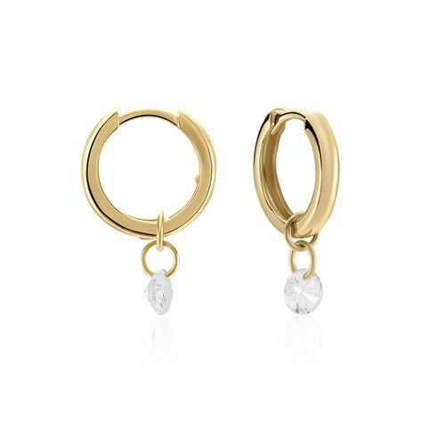 Créoles Plaqué Or Pauw Pampilles Oxydes De Zirconium - Boucles d'oreilles pampille Femme | Marc Orian