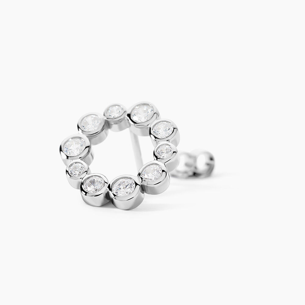 Boucles D'oreilles Puces Ryo Argent Blanc Oxyde De Zirconium - Puces Femme | Marc Orian
