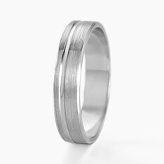 Alliance Abygail Ruban Plat Argent Blanc - Alliances Famille | Marc Orian