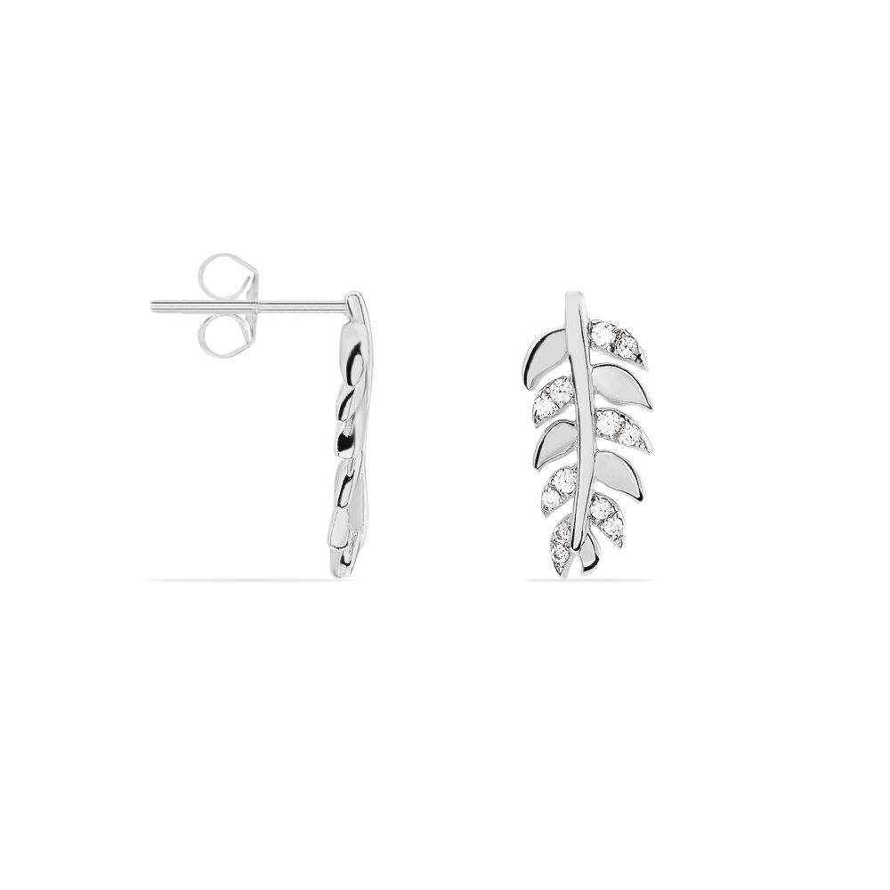 Boucles D'oreilles Puces Jade Argent Blanc Oxyde De Zirconium -  Femme | Marc Orian