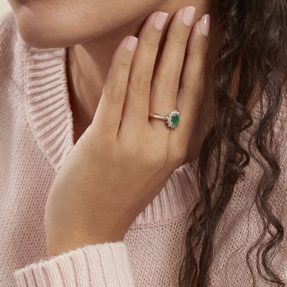 Bague fiancaille emeraude or jaune sales