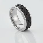 Bague Jourdan Oahu Acier Blanc Et Noir - Bijoux fantaisie Homme | Marc Orian