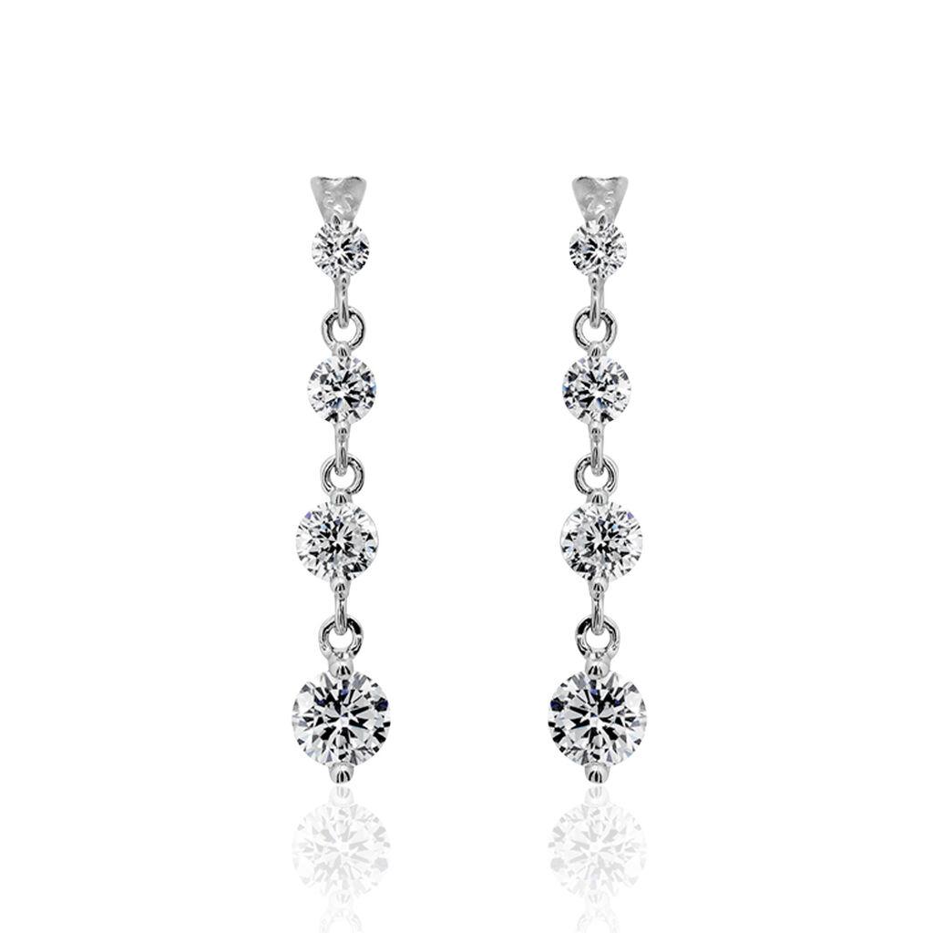 Boucles D'oreilles Pendantes Odyssee Argent Blanc Oxyde De Zirconium - Pendantes Femme | Marc Orian