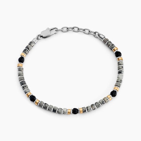 Bracelet Nairobi Acier Bicolore Labradorite Pierre De Lave - Bracelets chaînes Homme | Marc Orian