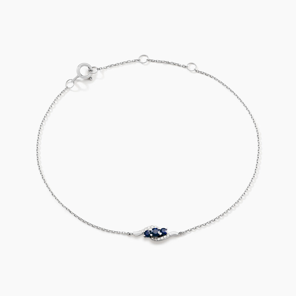 Bracelet Trinitie Or Blanc Saphir Diamant - Bracelets cha&icirc;nes Femme | Marc Orian