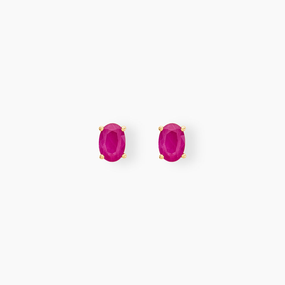 Boucles D'oreilles Puces Ovale Or Jaune Rubis - Boucles d'oreilles mariage Femme | Marc Orian