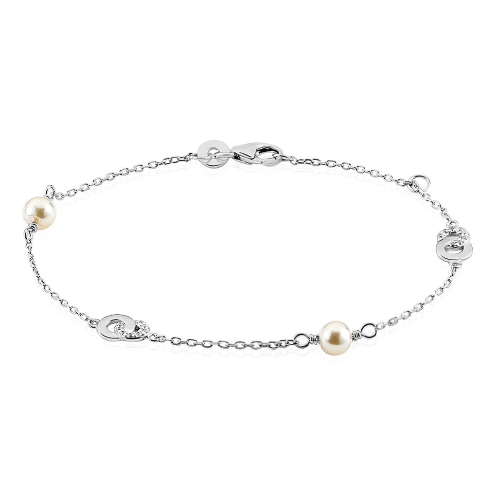 Bracelet Anilie Argent Blanc Perle D'imitation Et Oxyde De Zirconium -  Femme | Marc Orian