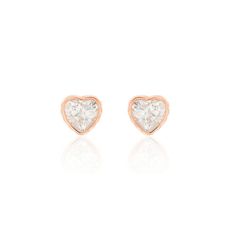Boucles D'oreilles Puces Kadidjatou Or Rose Oxyde De Zirconium - Puces Famille | Marc Orian