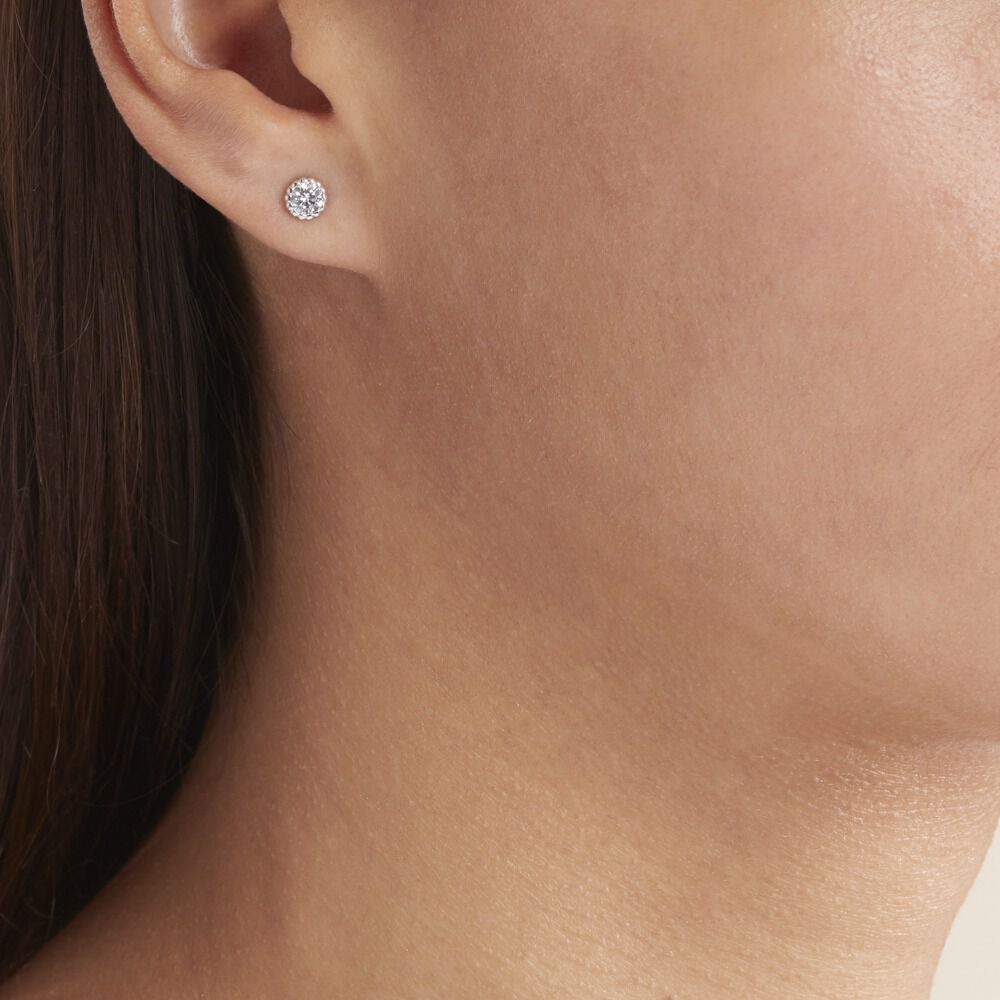 Boucles D'oreilles Puces Kadidia Or Blanc Oxyde De Zirconium - Puces Femme | Marc Orian