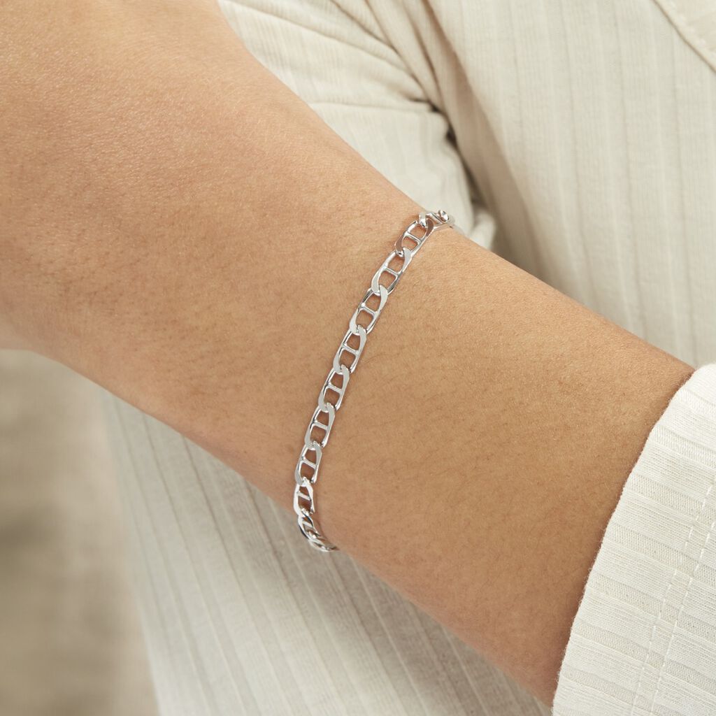 Bracelet Piato Argent Blanc - Bracelets mailles Femme | Marc Orian