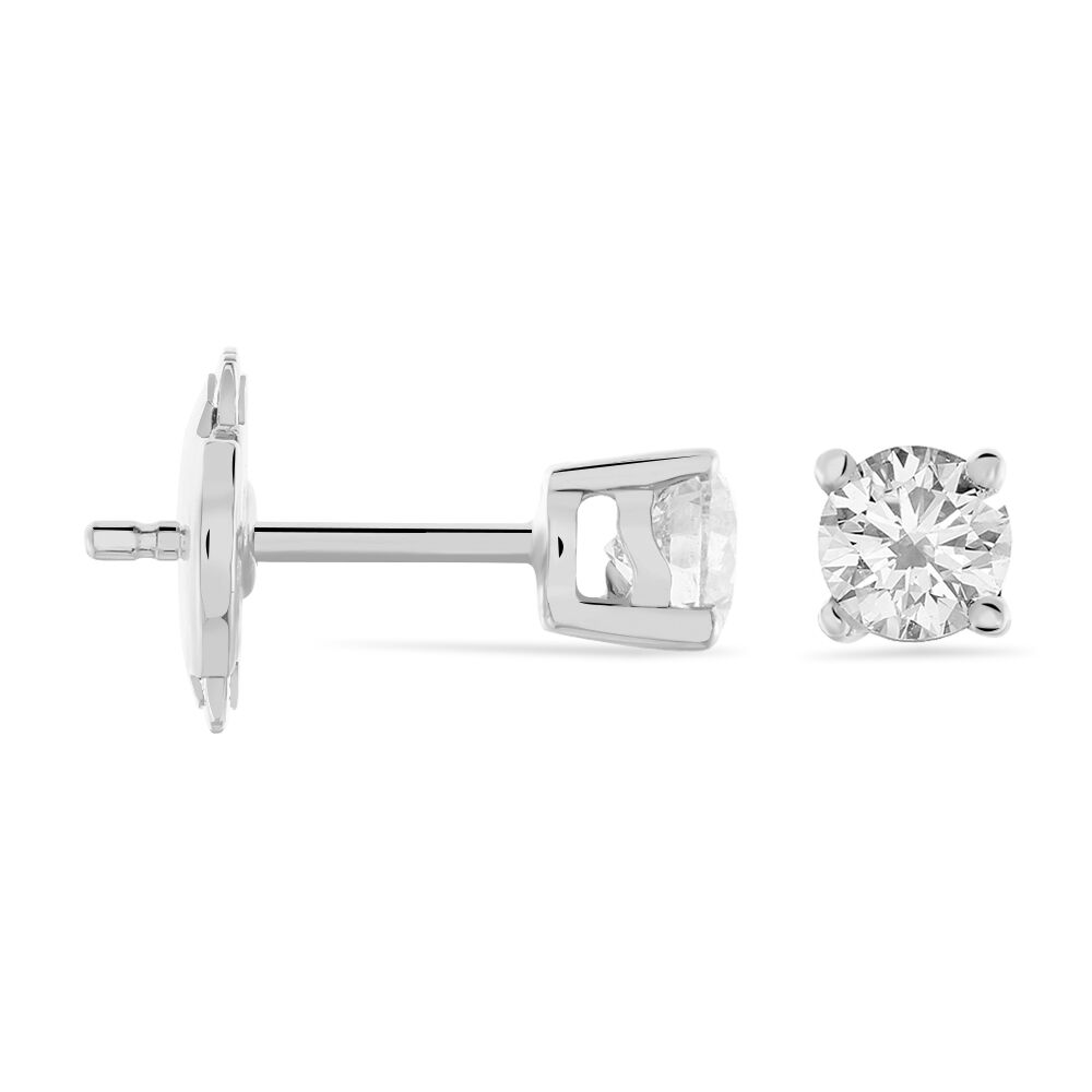 Boucles D'oreilles Puces Victoria Or Blanc Diamant - Puces Femme | Marc Orian