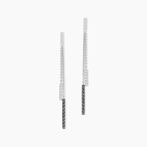 Boucles D'oreilles Pendantes Ainhoaa Or Blanc Diamant - Pendantes Femme | Marc Orian