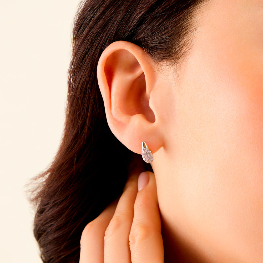 Boucles D'Oreilles Puces Nancia Argent Dor&eacute; A L'Or 750/1000 Oxyde De Zirconium - Puces Femme | Marc Orian