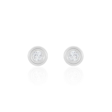 Boucles D'oreilles Puces Eden Serti Pneu Or Blanc Oxyde De Zirconium - Puces Femme | Marc Orian