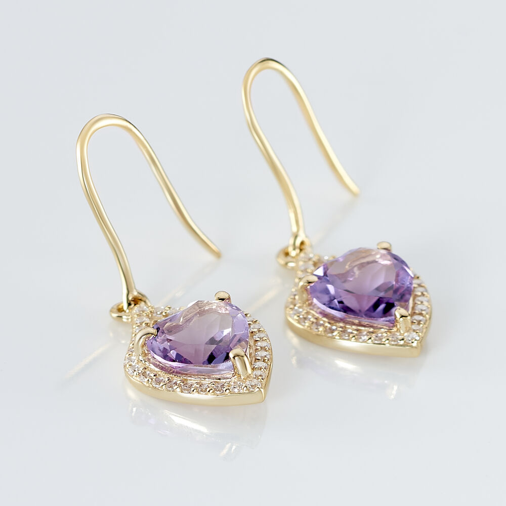 Boucles D'oreilles Pendantes Rosaline Or Jaune Amethyste Et Oxyde - Pendantes Femme | Marc Orian