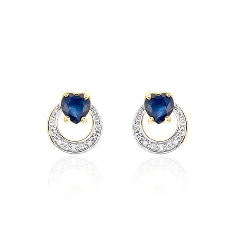 Boucles D'oreilles Puces Ambrosine Or Jaune Saphir Diamant - Puces Femme | Marc Orian