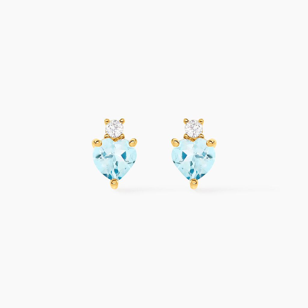 Boucles D'oreilles Puces Heart Or Jaune Topaze Oxyde De Zirconium - Puces Femme | Marc Orian