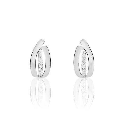 Boucles D'oreilles Puces Aelis Or Blanc Diamant - Clous d'oreilles Femme | Marc Orian