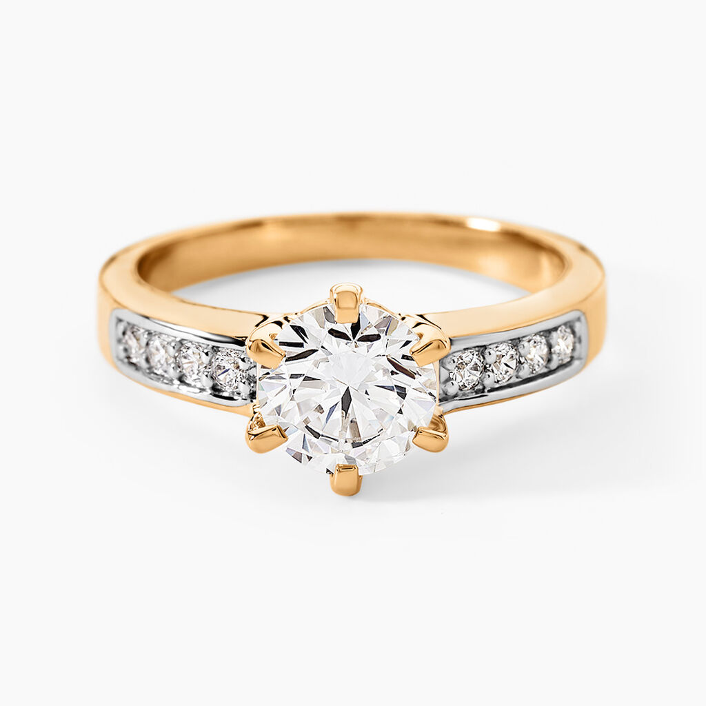 Bague Solitaire Stevie Plaqu&eacute; Or Jaune Oxyde De Zirconium - Bijoux fantaisie Femme | Marc Orian