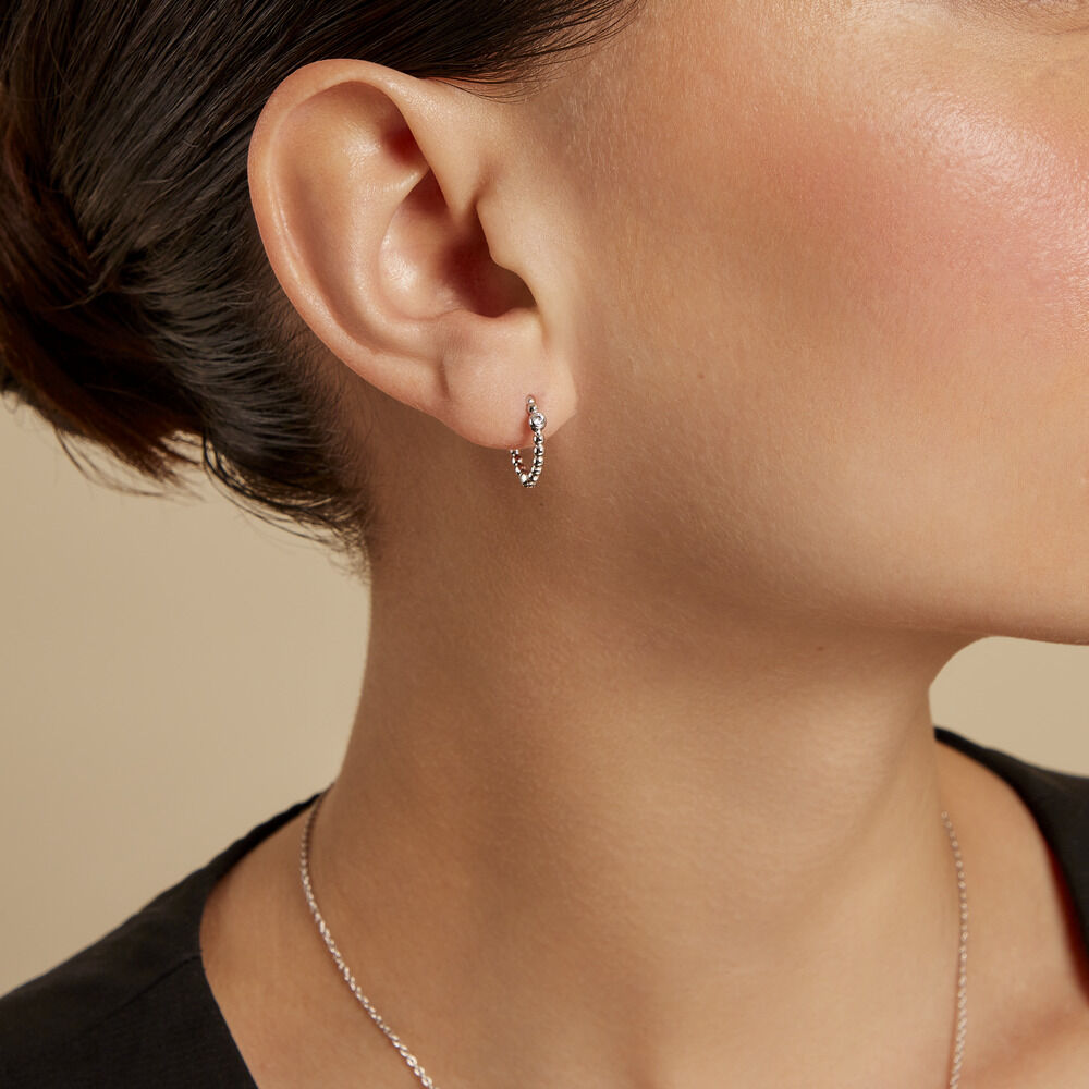 Créoles Salana Argent Blanc Oxyde De Zirconium - Créoles Femme | Marc Orian