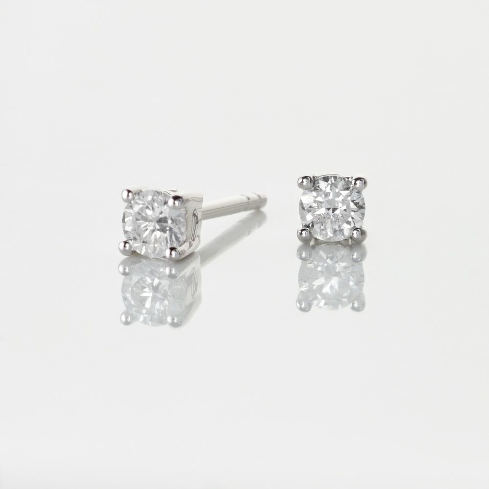 Boucles D'oreilles Puces Victoria Or Blanc Diamant - Puces Femme | Marc Orian