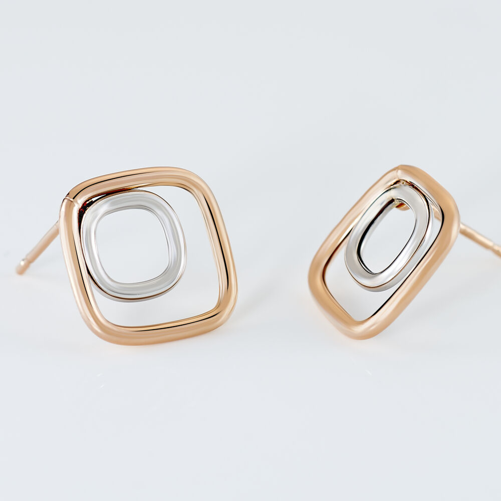 Boucles D'oreilles Pendantes Artahe Carree Or Bicolore - Pendantes Femme | Marc Orian