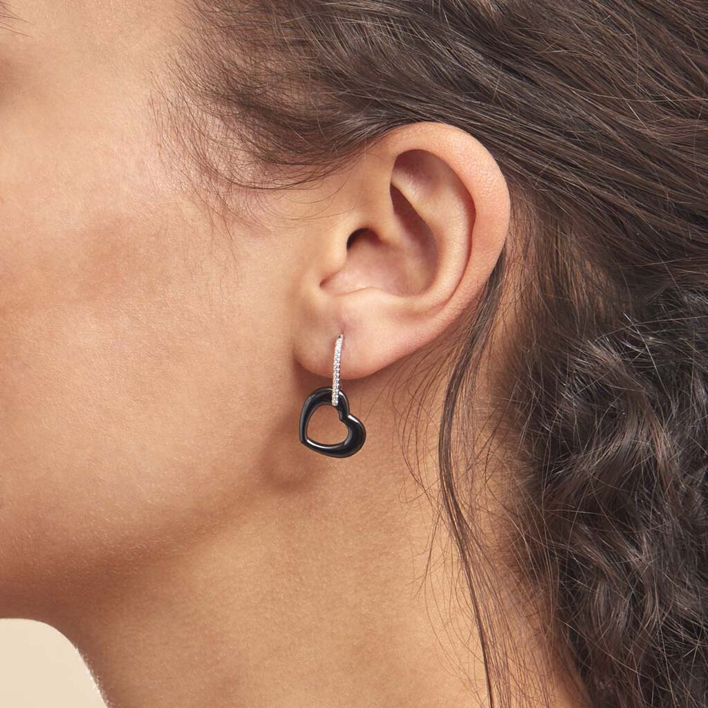 Boucles D'oreilles Pendantes Elodie Argent Blanc Oxyde Et Céramique - Boucles d'oreilles Pendantes Femme | Marc Orian