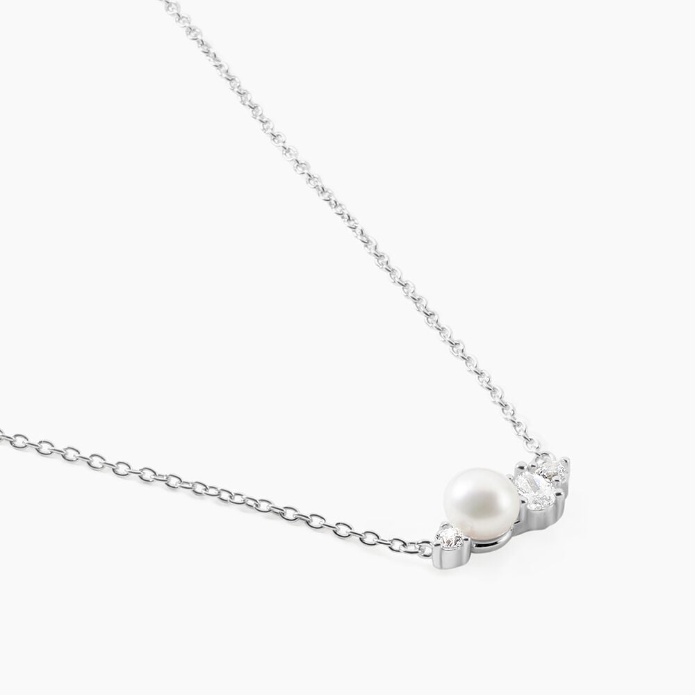 Collier Elea Argent Blanc Perle De Culture Oxyde De Zirconium - Colliers avec pierres Femme | Marc Orian
