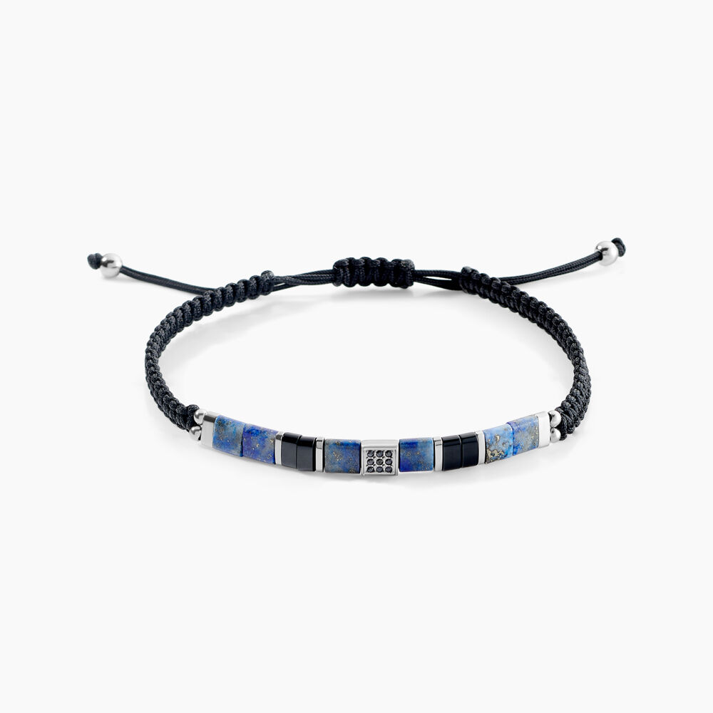 Bracelet Jourdan Jahan Acier Argenté Lapis Lazuli Agate - Bijoux Homme | Marc Orian
