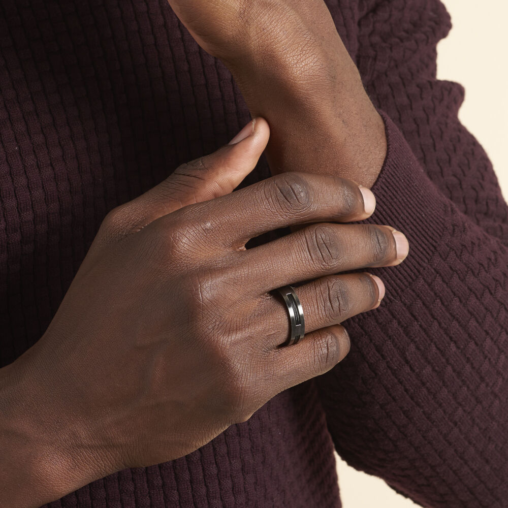 Bague Phebus Him Cosme Acier Noir - Bagues Homme | Marc Orian