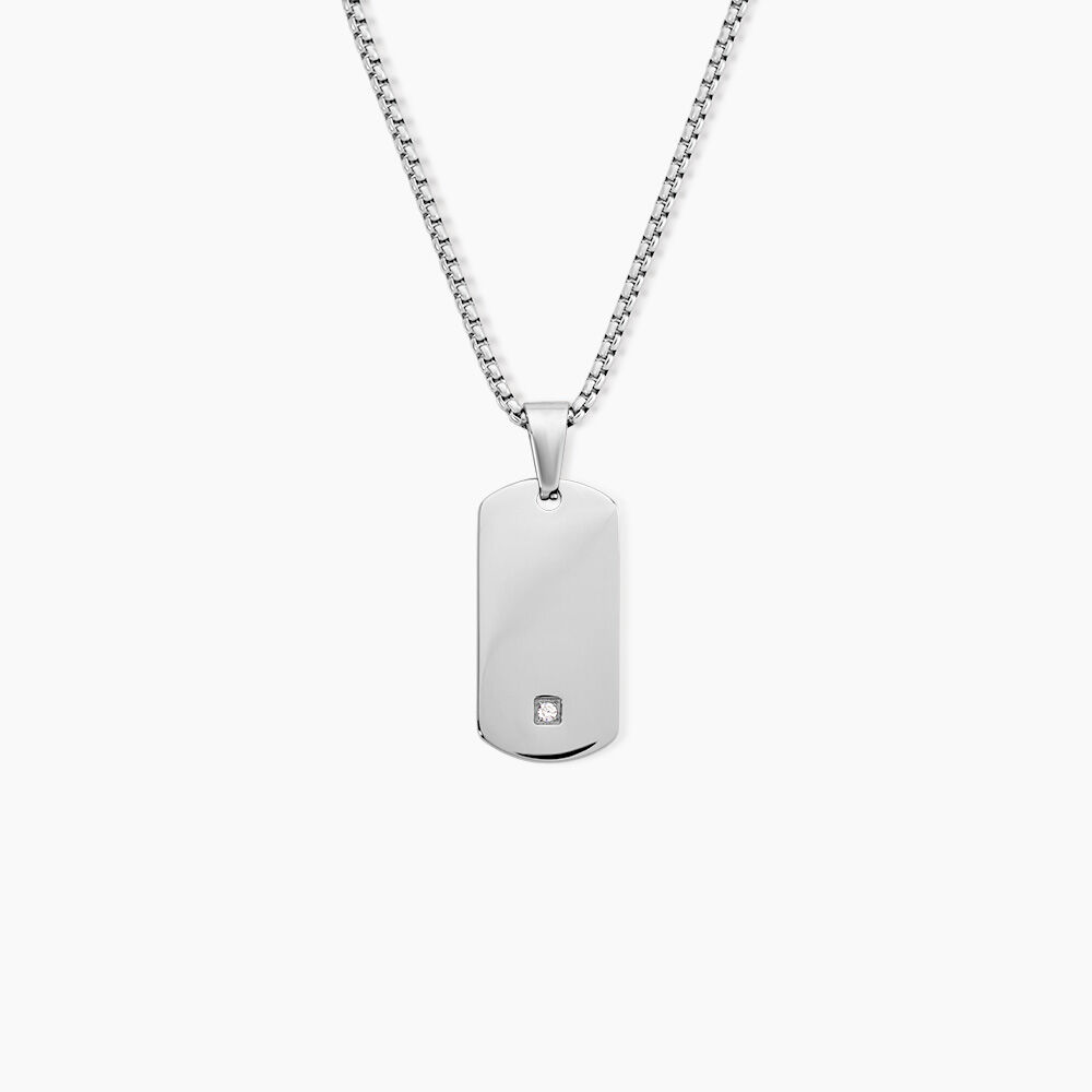 Collier Bicolore Acier Blanc Oxyde De Zirconium - Colliers avec pierres Homme | Marc Orian