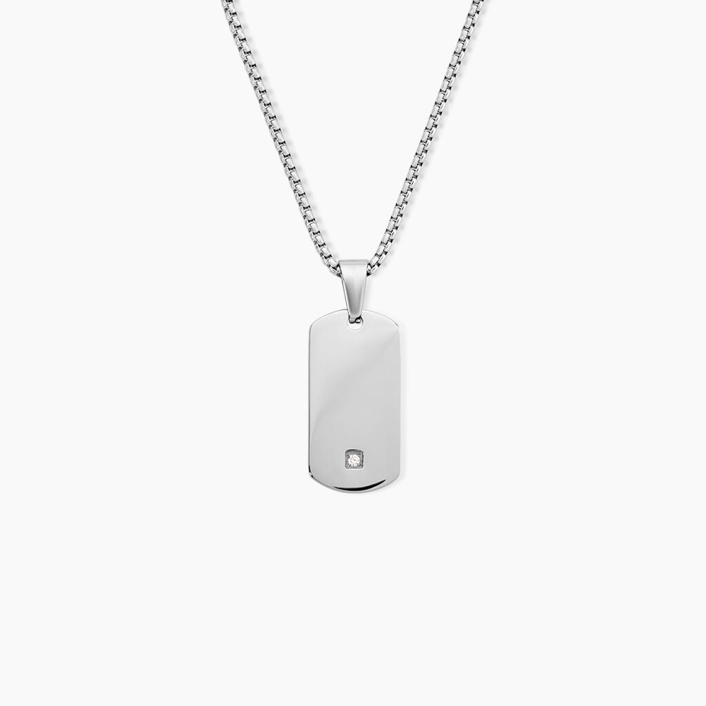 Collier Bicolore Acier Blanc Oxyde De Zirconium - Colliers avec pierres Homme | Marc Orian