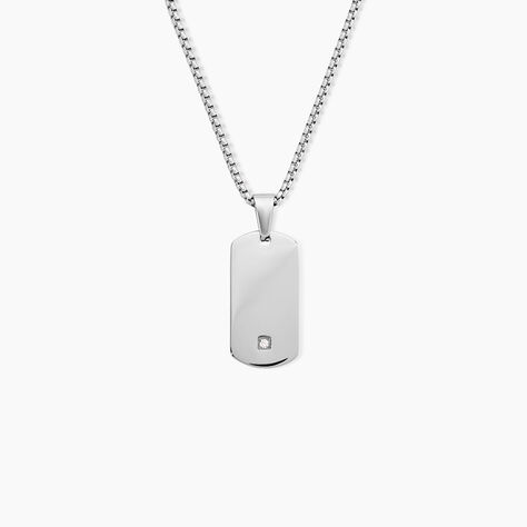 Collier Bicolore Acier Blanc Oxyde De Zirconium - Colliers avec pierres Homme | Marc Orian
