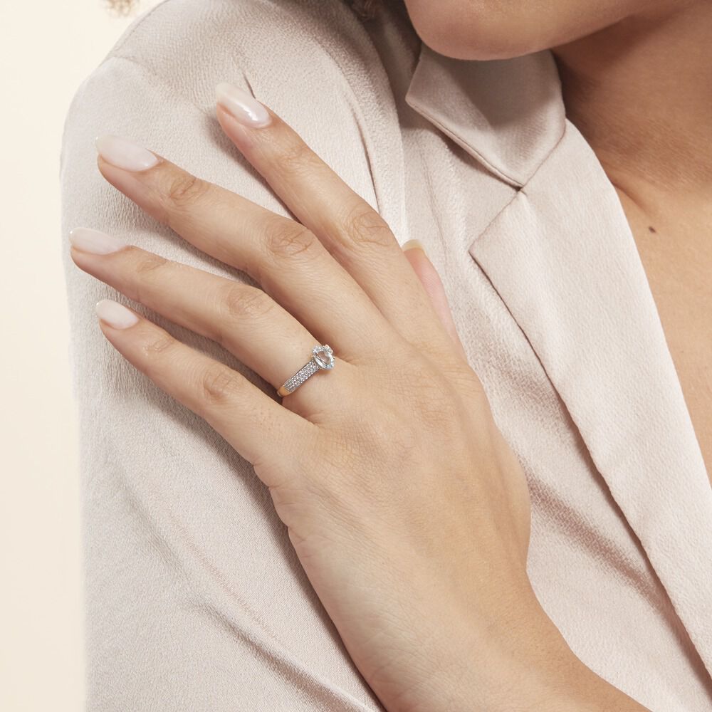 Bague Solitaire Crista Or Jaune Topaze Et Oxyde -  Femme | Marc Orian