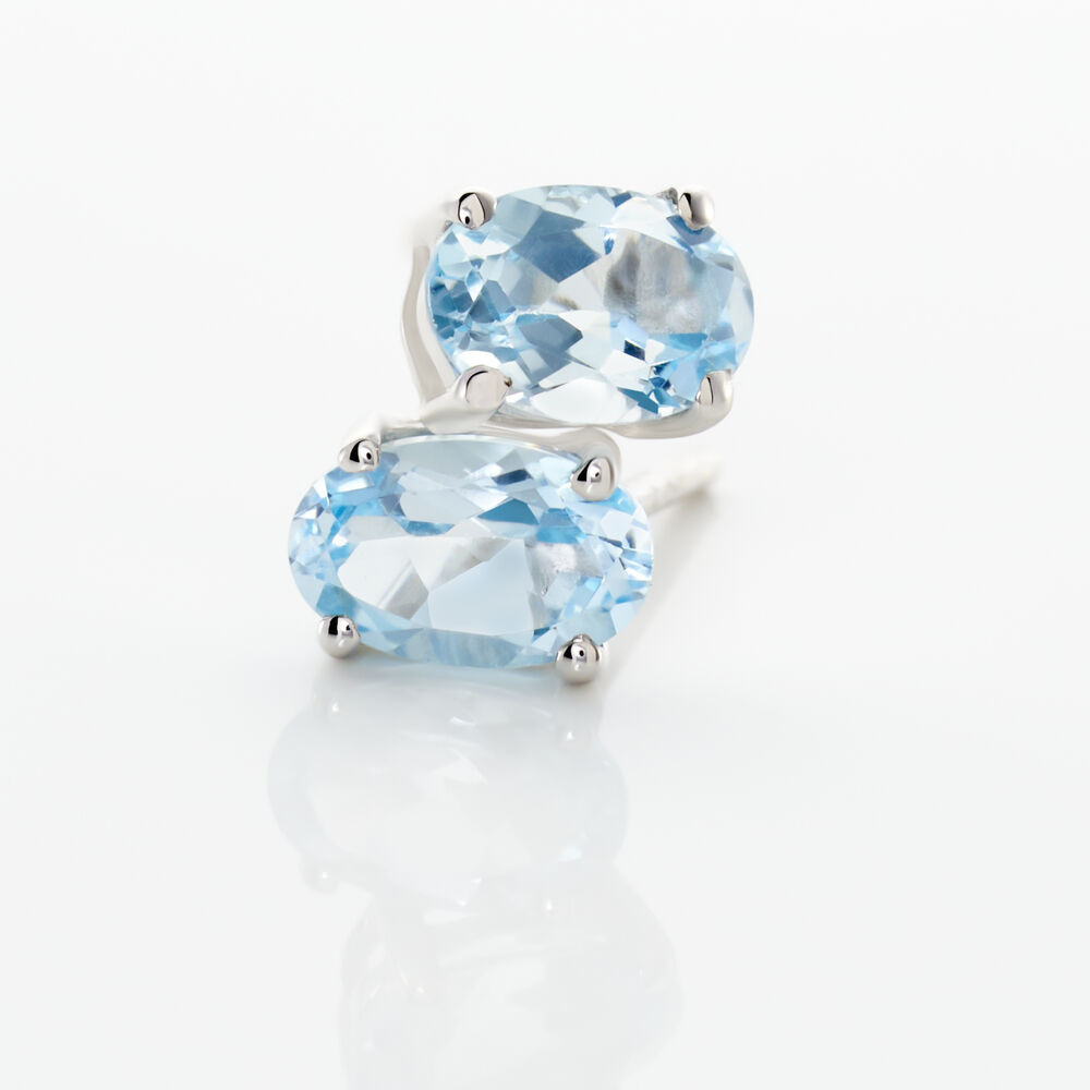 Boucles D'oreilles Puces Elea Serti Griffe Or Blanc Topaze - Puces Femme | Marc Orian