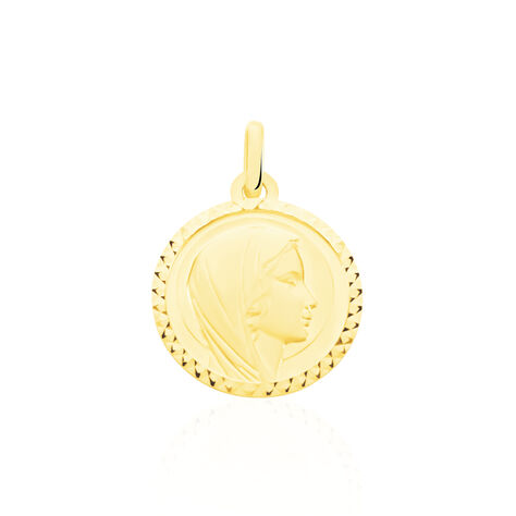 Pendentif Vierge Rond Strie Or Jaune - Médailles et médaillons Famille | Marc Orian