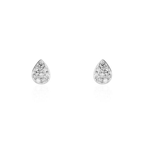 Boucles D'oreilles Puces Nevena Or Blanc Diamant - Puces Femme | Marc Orian