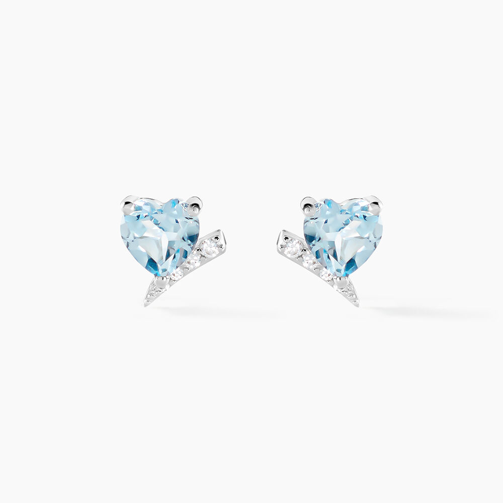 Boucles D'oreilles Puces Eva Or Blanc Topaze Et Oxyde De Zirconium - Puces Femme | Marc Orian