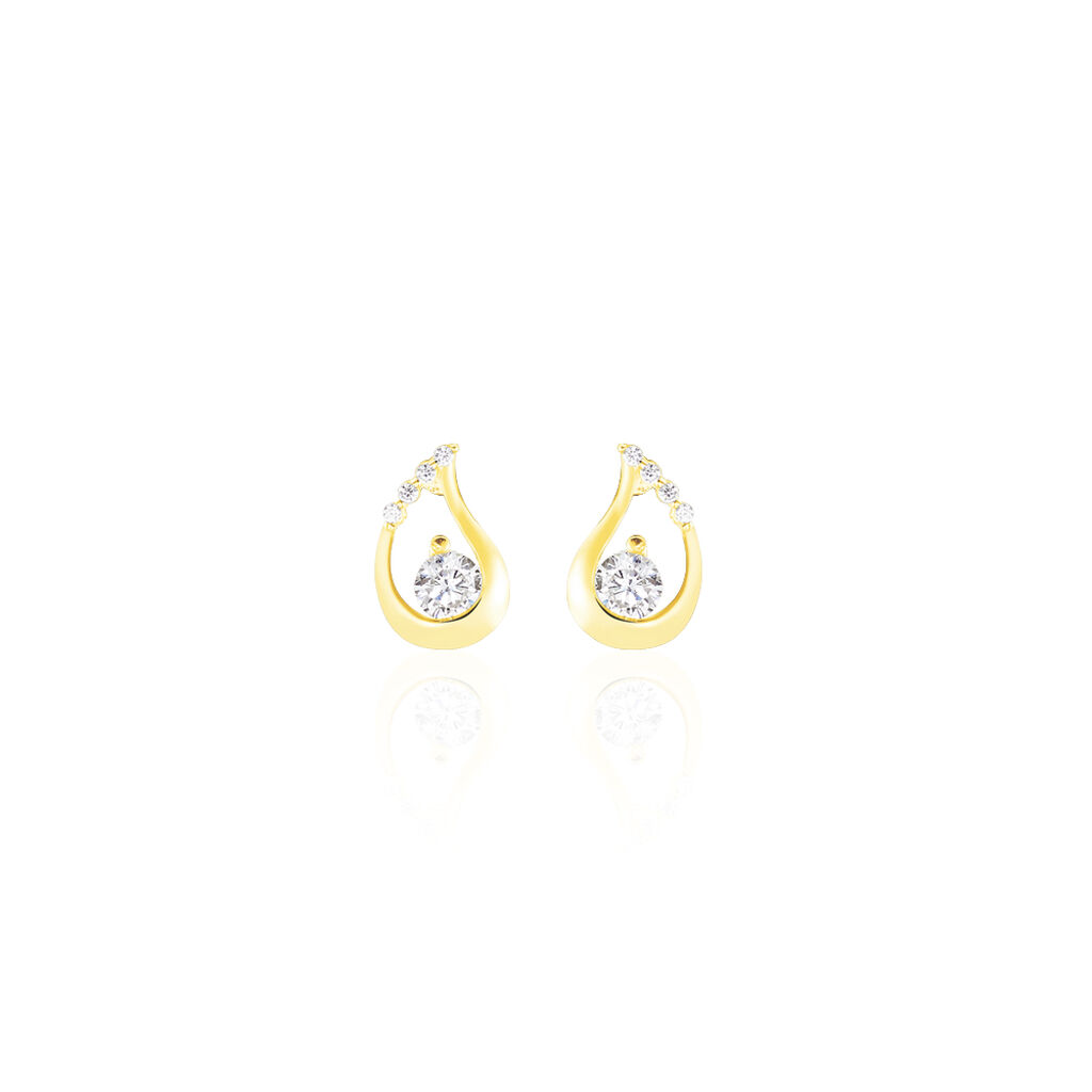 Boucles D'oreilles Puces Helie Goutte Or Jaune Oxyde De Zirconium - Puces Femme | Marc Orian