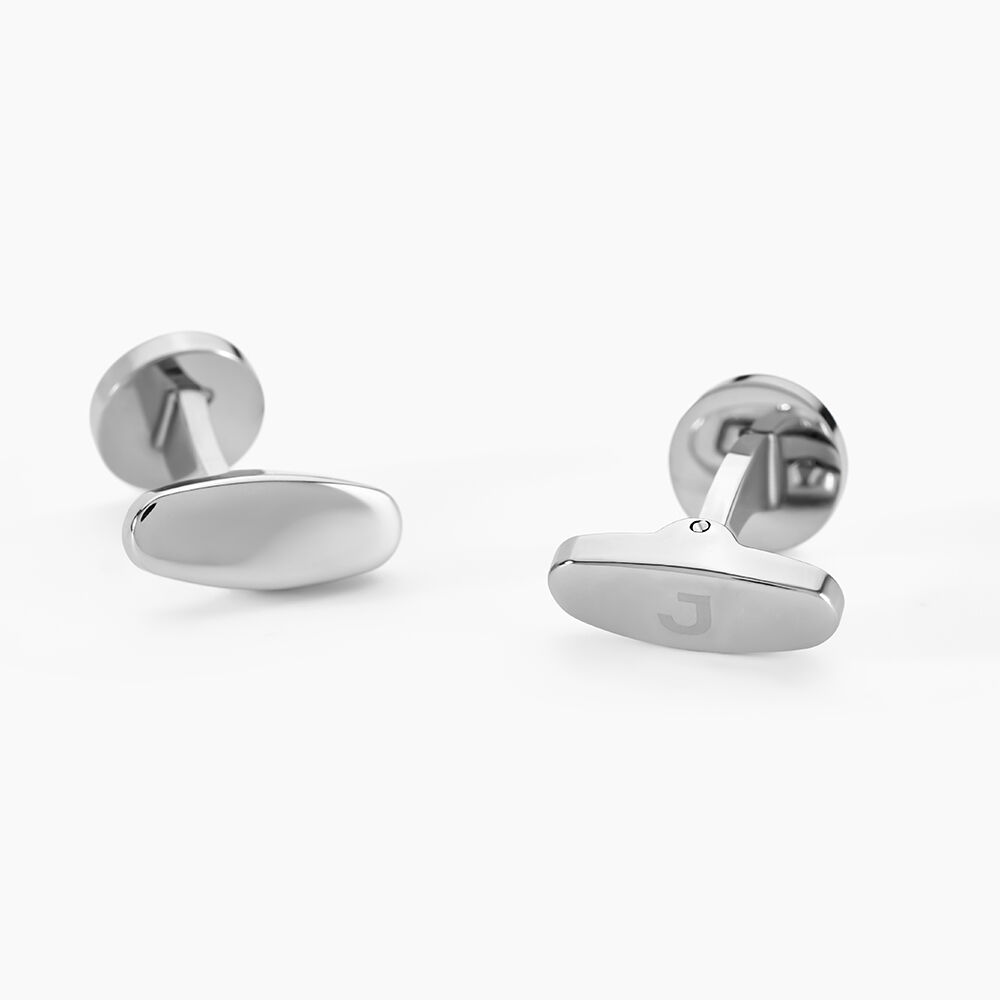 Boutons De Manchettes Jourdan Athos Acier Argenté Onyx - Bijoux Homme | Marc Orian