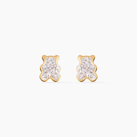 Boucles D'oreilles Puces Emerica Ours 0 Or Jaune Strass - Puces Enfant | Marc Orian