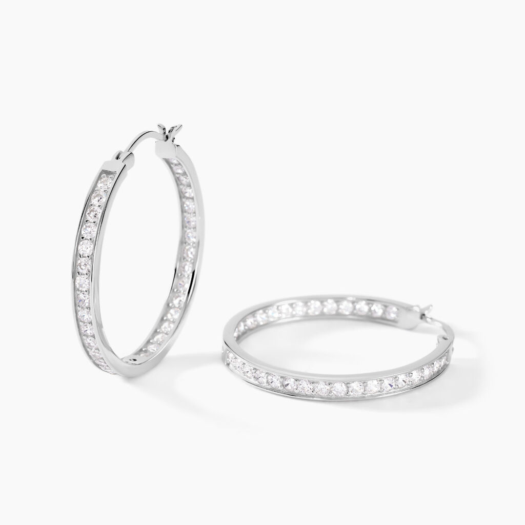 Créoles Django Argent Blanc Oxyde De Zirconium - Créoles Femme | Marc Orian