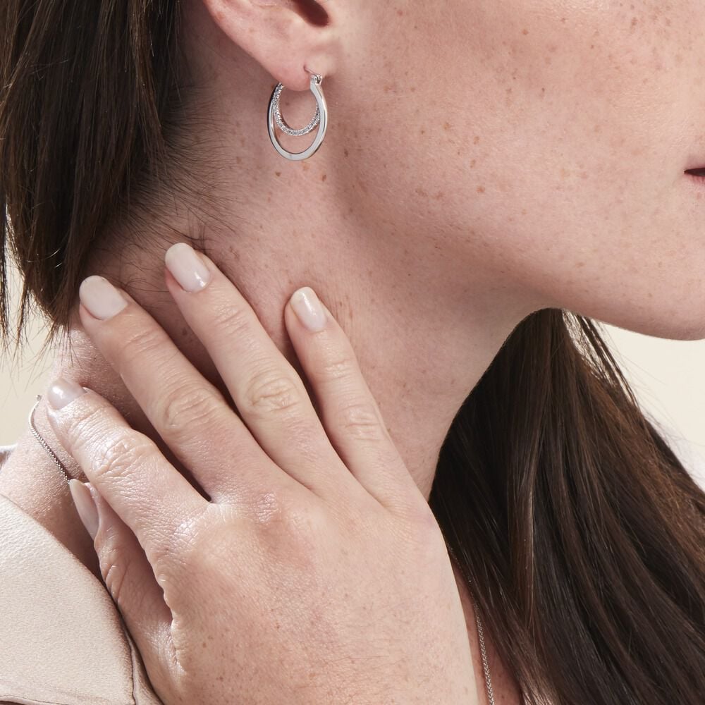 Créoles Argent Blanc Linnette Oxydes De Zirconium - Créoles Femme | Marc Orian
