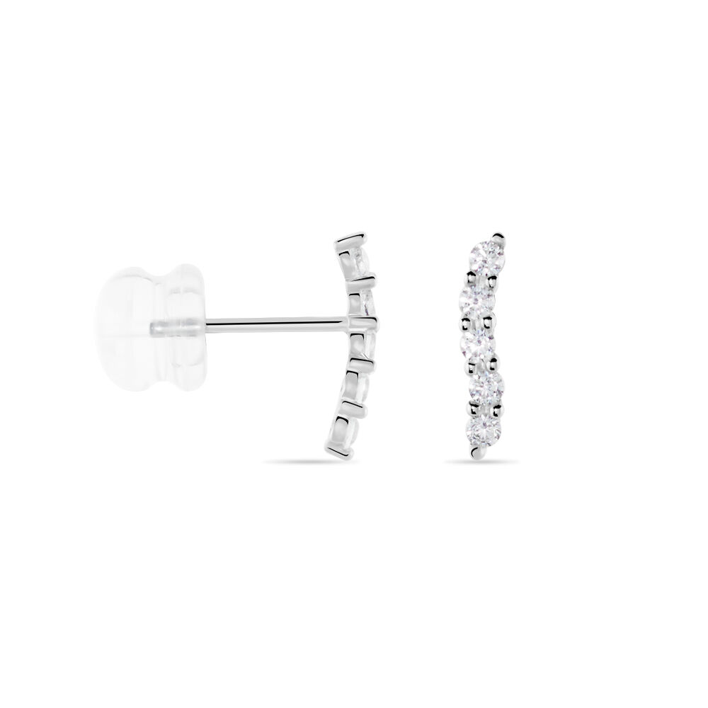 Boucles D'oreilles Puces Dahina Or Blanc Oxyde De Zirconium - Puces Femme | Marc Orian
